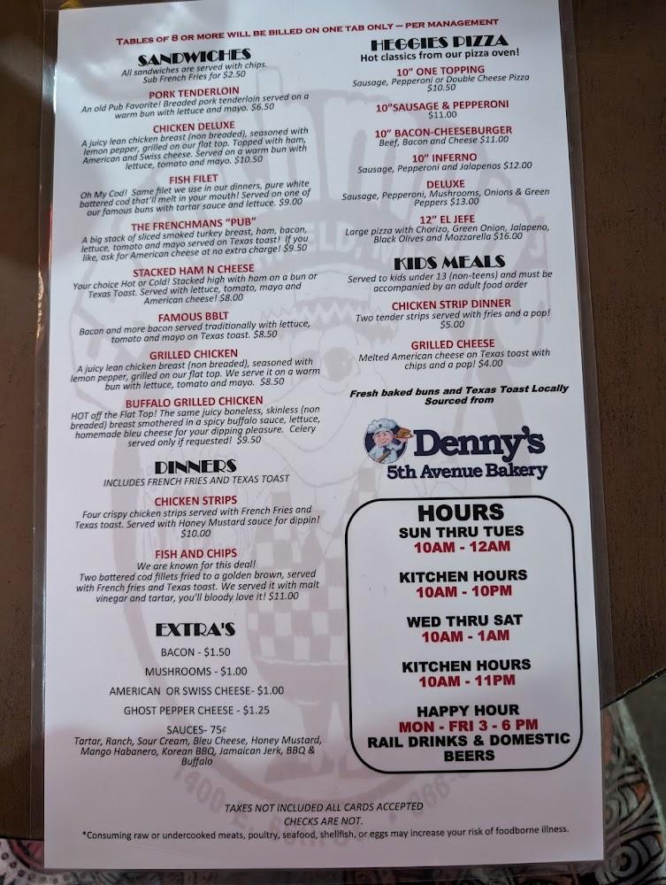 Frenchman's Pub-Richfield Menu image 4